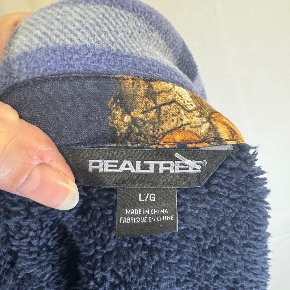 Real Tree Shirt Jacket Womens Size Large Purple Camo Flannel Plaid Sherpa Lined - Picture 8 of 8